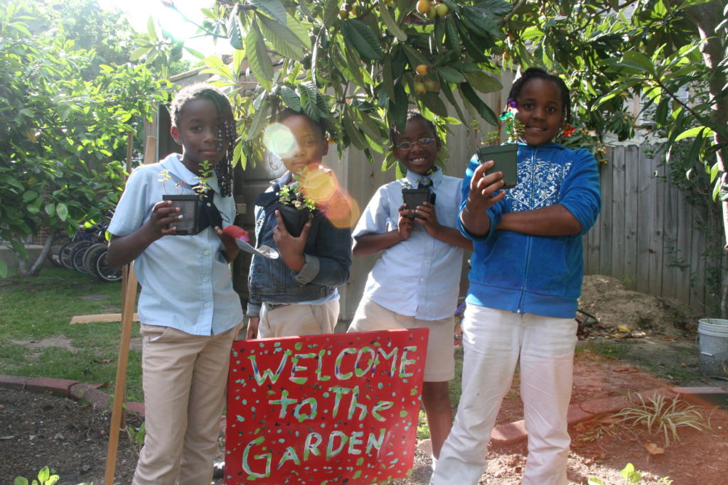 The garden at Arthur Ashe Charter School when the school was uptown